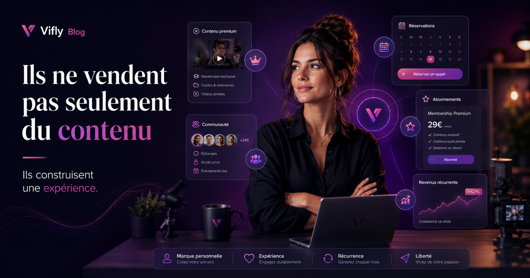 Créateur en ligne développant son activité digitale avec contenu premium, communauté et monétisation
