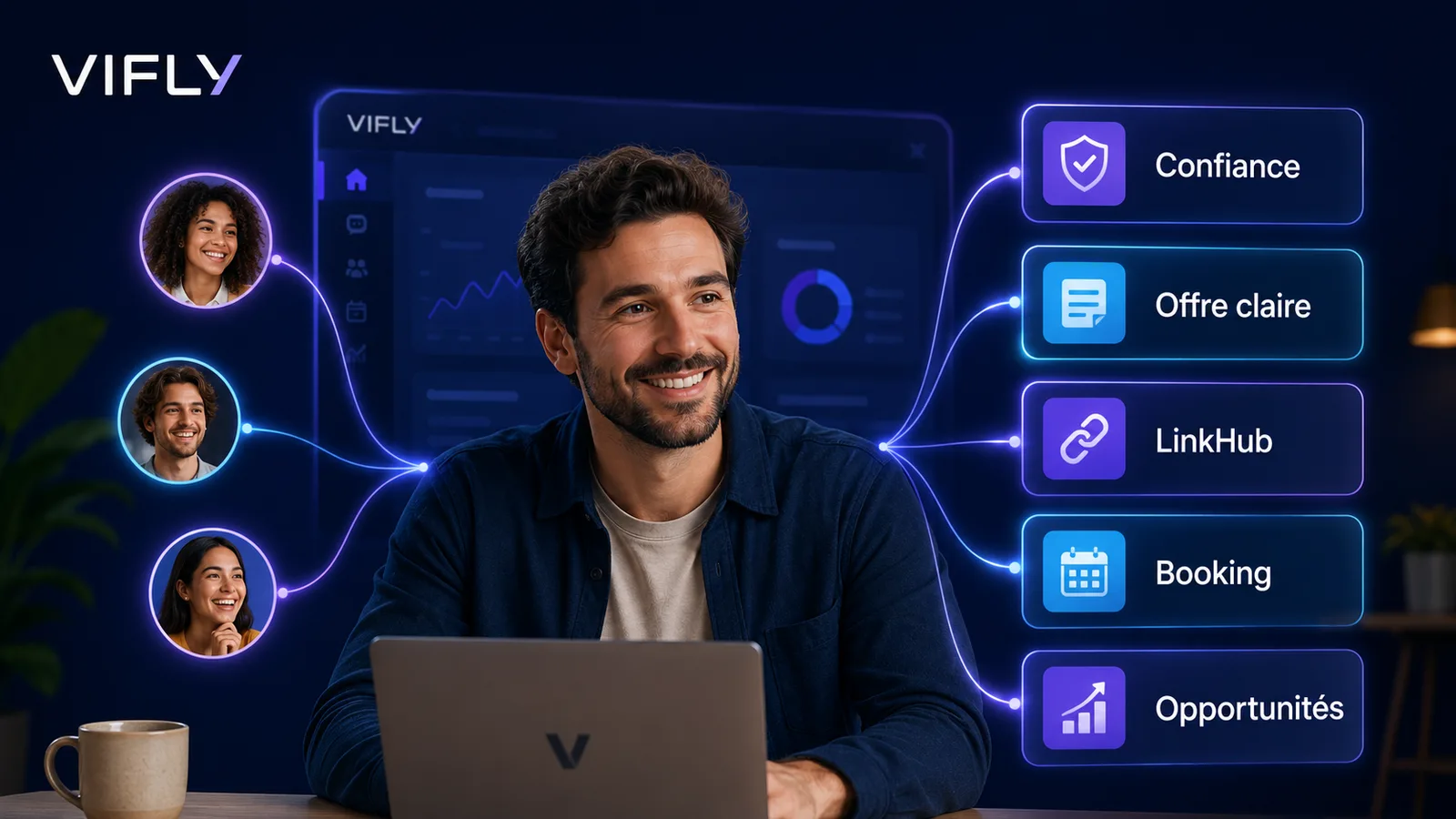 Micro-influenceur structurant une petite audience engagée pour transformer sa visibilité en opportunités avec VIFLY.