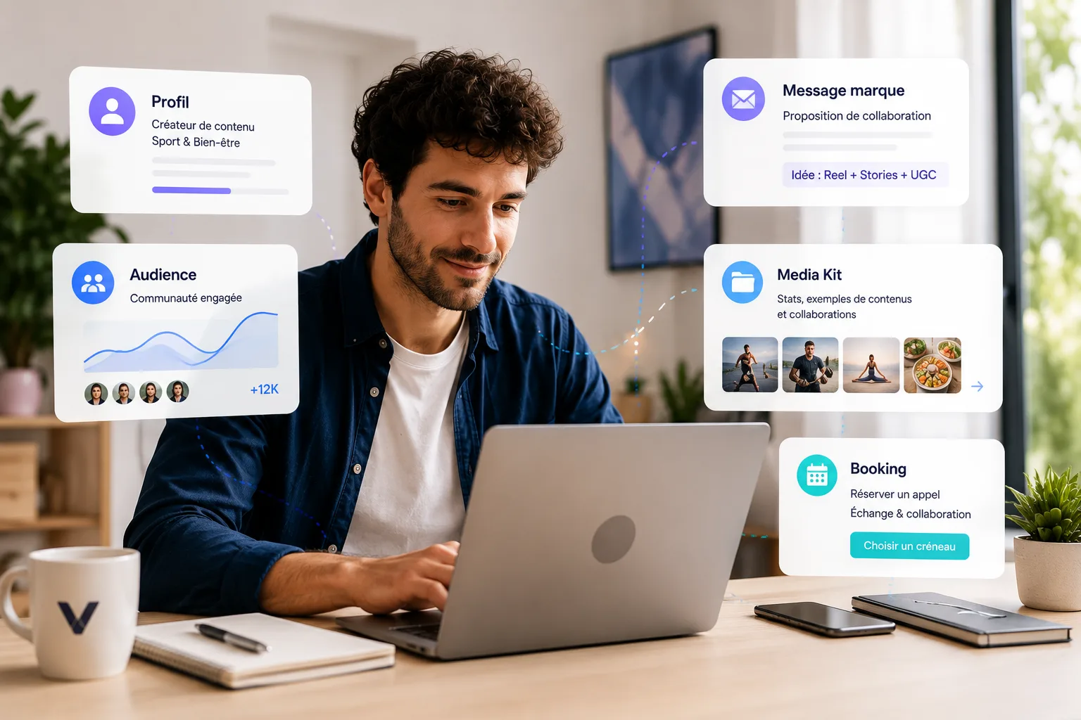 Créateur préparant un message professionnel pour contacter une marque et obtenir une collaboration rémunérée.