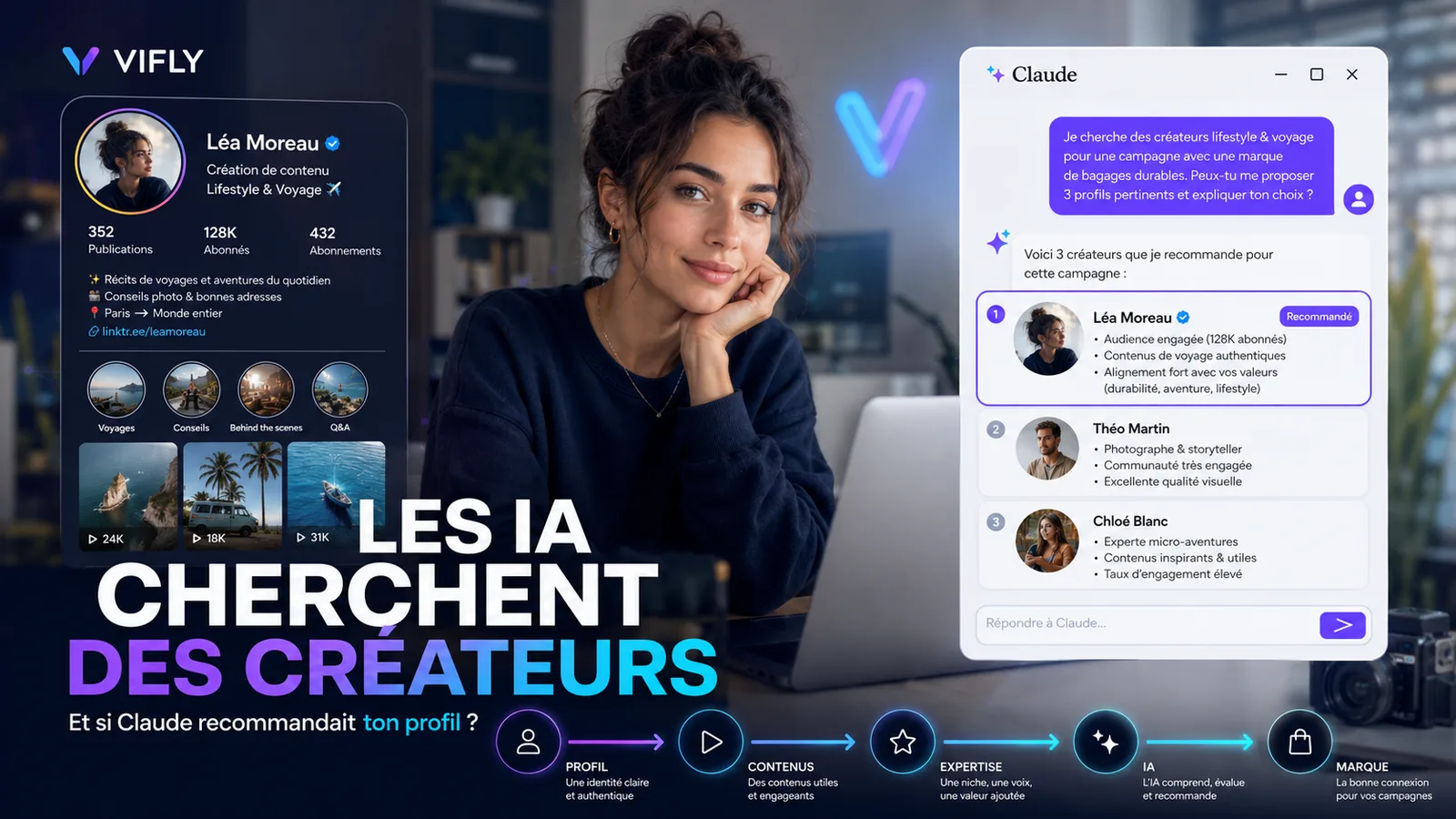 Créateur recommandé à une marque par un moteur d'intelligence artificielle