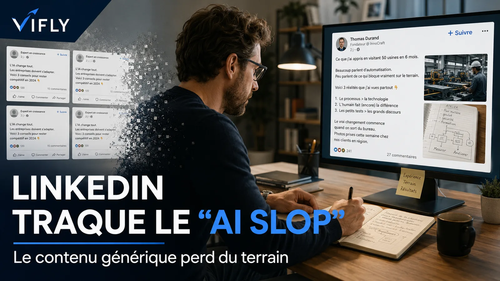 LinkedIn réduit la visibilité des contenus IA génériques appelés AI slop.