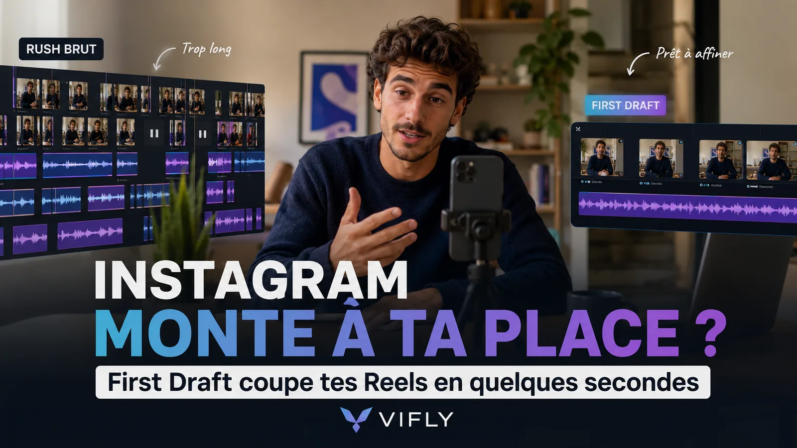Créateur utilisant Instagram First Draft pour réaliser automatiquement le premier montage d'un Reel