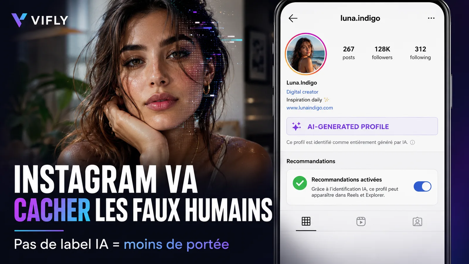 Instagram limite la portée des profils représentant des personnes générées par intelligence artificielle sans label.