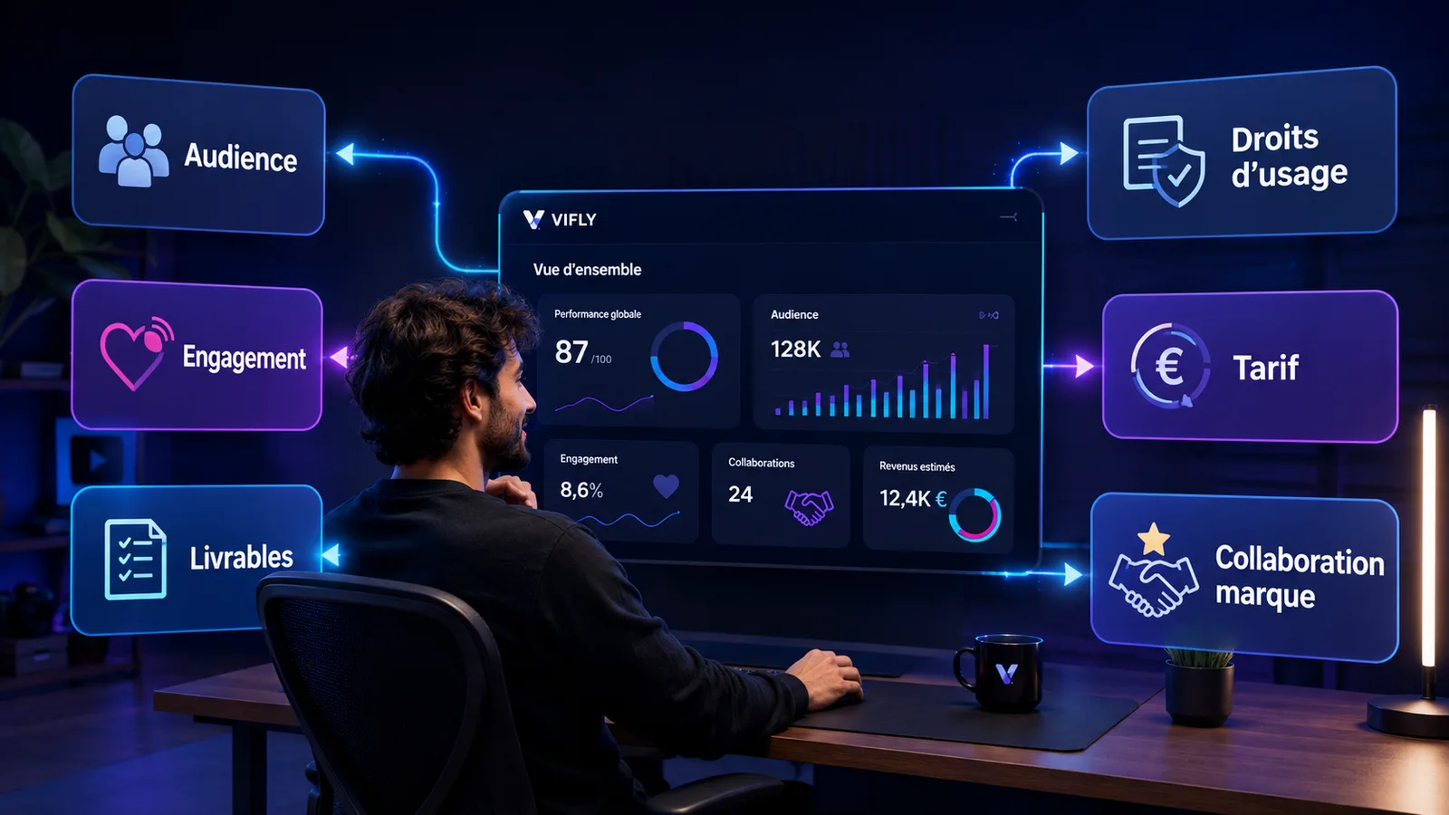 Créateur de contenu calculant combien facturer une collaboration avec une marque selon son audience, ses livrables et sa valeur.