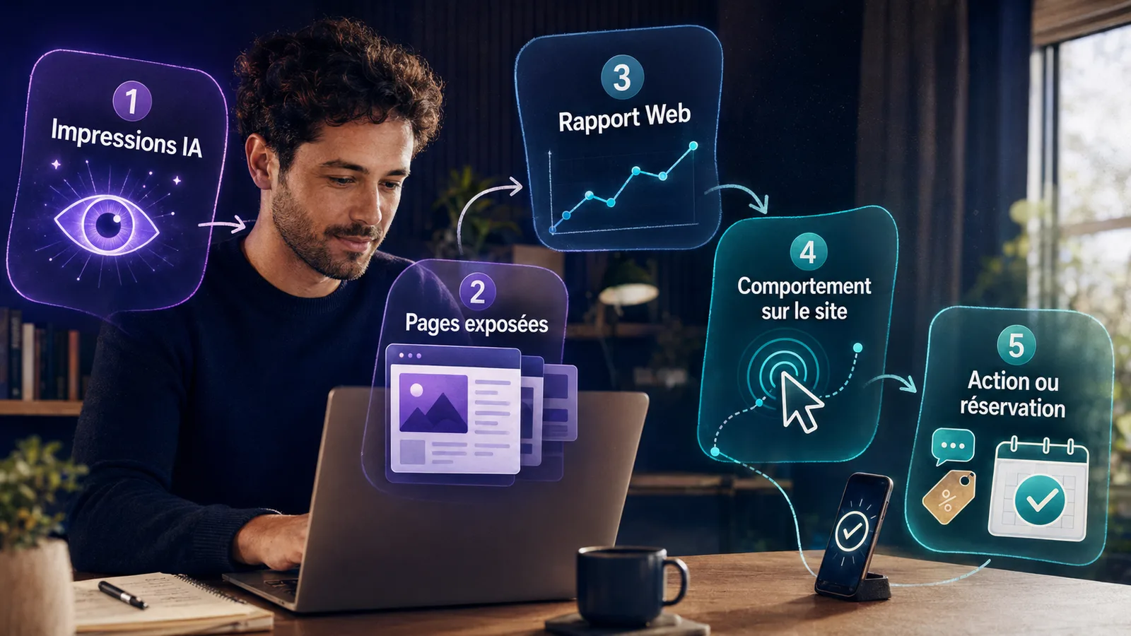 Méthode pour relier les impressions AI Overviews aux performances Web et aux conversions.