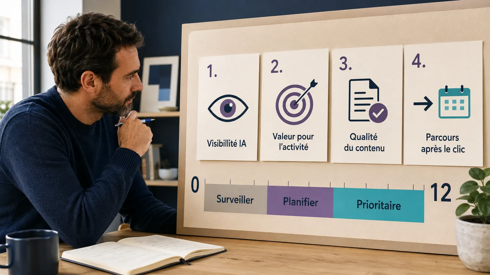 Checklist pour choisir les pages AI Overviews à analyser en priorité dans Search Console.